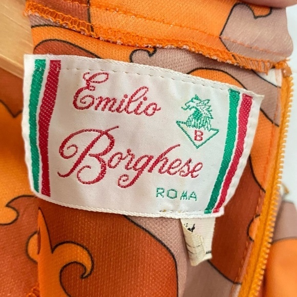 Vintage 60s Emilio Borghese Dress Roma Italy Hostess Tiger Bohemian Hippie Small - Picture 7 of 8